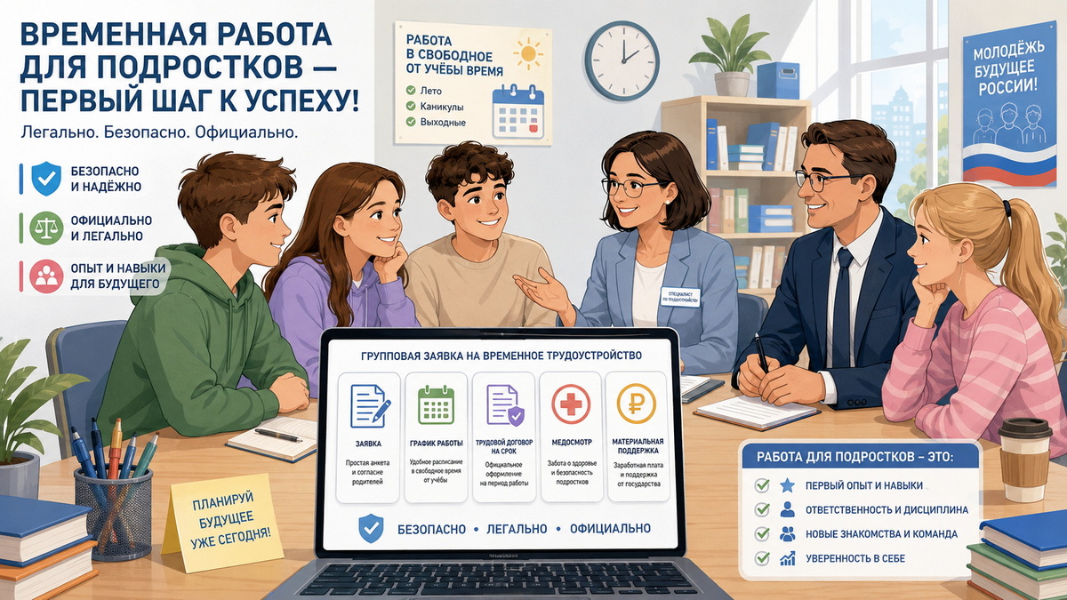 Правовой навигатор: временное трудоустройство подростков стало проще оформить через «Работу в России»